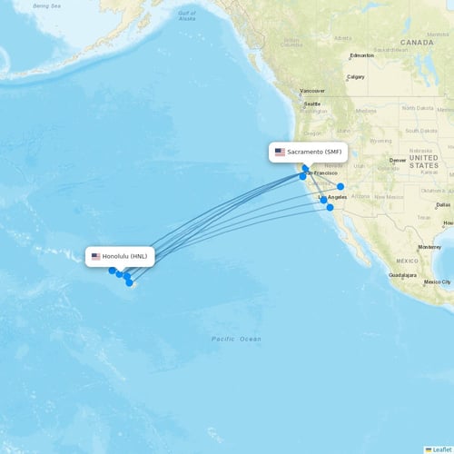 Hawaiian Airlines flights between Sacramento and Honolulu