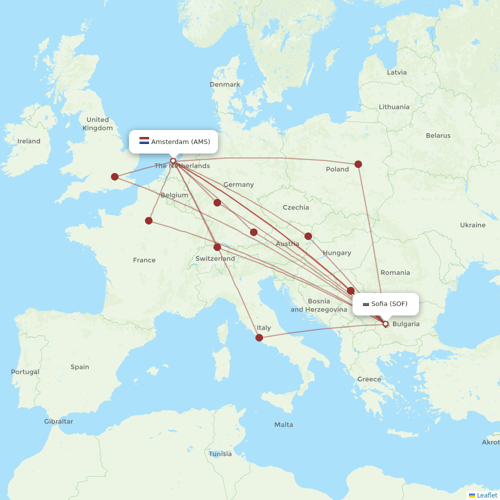 Bulgaria Air flights between Sofia and Amsterdam