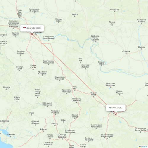 Air Serbia flights between Sofia and Belgrade