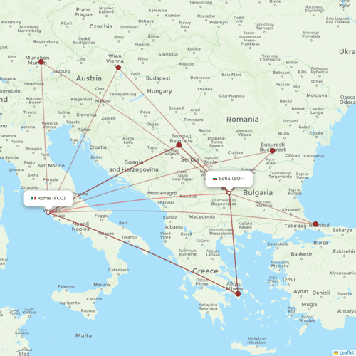 Bulgaria Air flights between Sofia and Rome