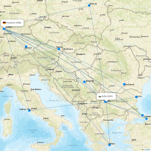 Bulgaria Air flights between Sofia and Frankfurt