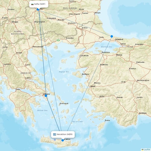 Bulgaria Air flights between Sofia and Heraklion