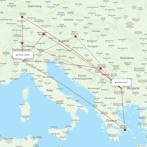 Bulgaria Air flights between Sofia and Milan