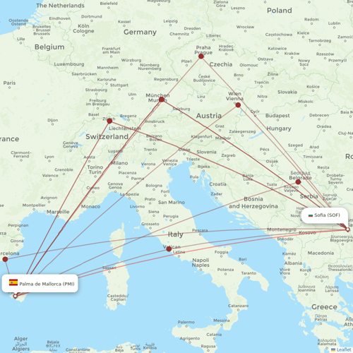 Bulgaria Air flights between Sofia and Palma de Mallorca