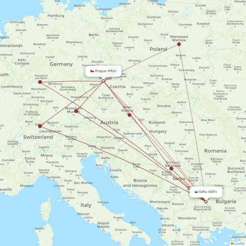 Bulgaria Air flights between Sofia and Prague