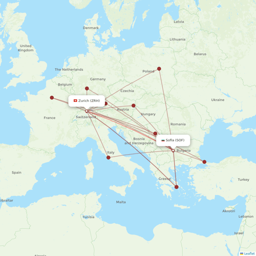 Bulgaria Air flights between Sofia and Zurich