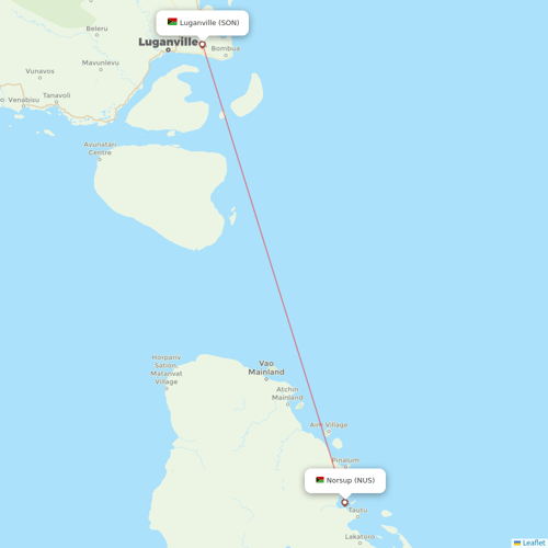 Air Vanuatu flights between Luganville and Norsup