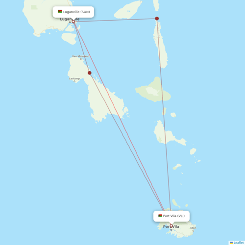 Air Vanuatu flights between Luganville and Port Vila