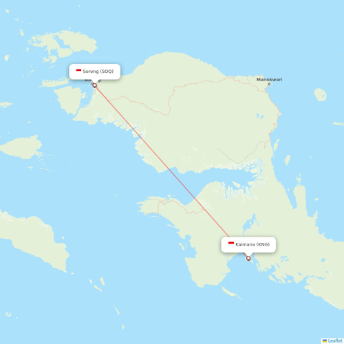 Wings Air flights between Sorong and Kaimana