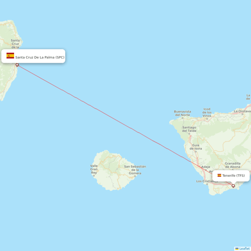Binter Canarias flights between Santa Cruz De La Palma and Tenerife