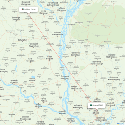 US-Bangla Airlines flights between Saidpur and Dhaka