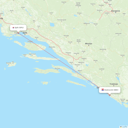 Trade Air flights between Split and Dubrovnik