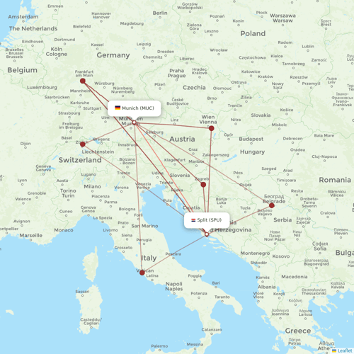 Croatia Airlines flights between Split and Munich