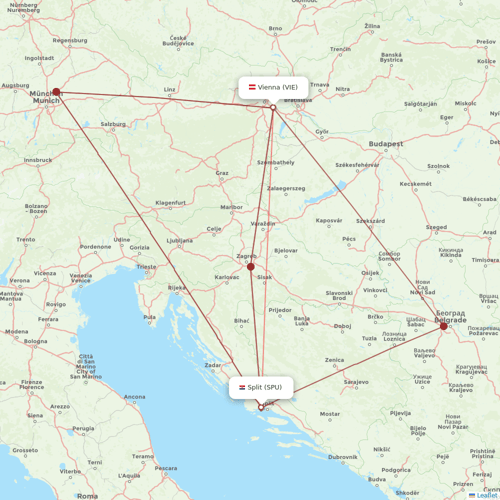 Croatia Airlines flights between Split and Vienna