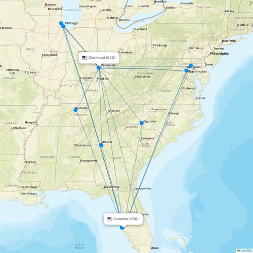 Allegiant Air flights between Sarasota and Cincinnati