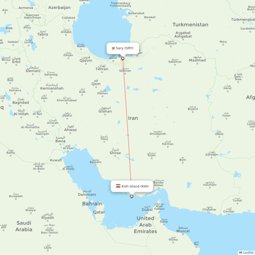 AIS Airlines flights between Sary and Kish Island