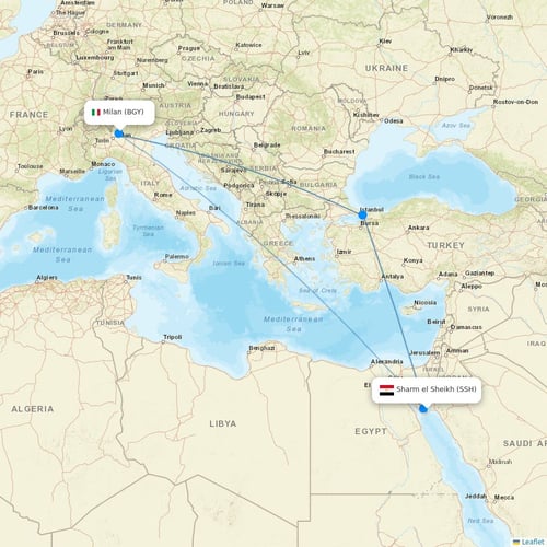 AlbaStar flights between Sharm el Sheikh and Milan
