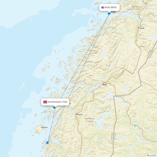 Wideroe flights between Sandnessjoen and Bodo