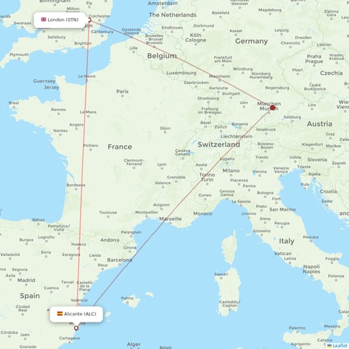 Ryanair flights between London and Alicante