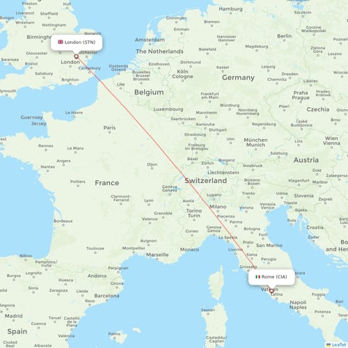 Ryanair flights between London and Rome