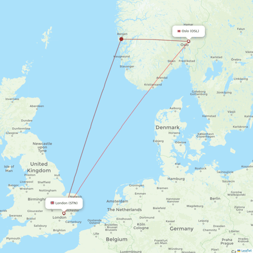 Ryanair UK flights between London and Oslo