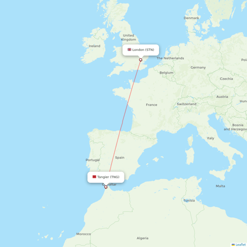 Ryanair UK flights between London and Tangier
