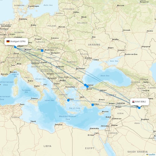 Hex'Air flights between Stuttgart and Erbil