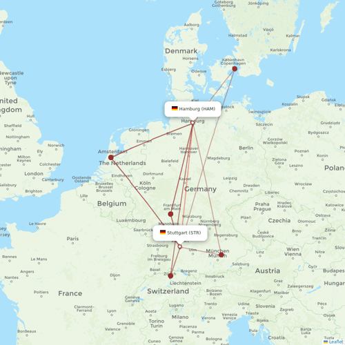 Eurowings flights between Stuttgart and Hamburg