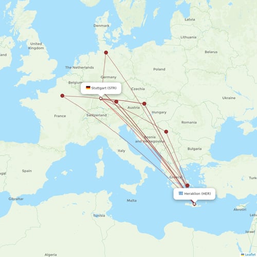 Condor flights between Stuttgart and Heraklion