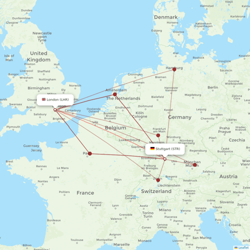 Eurowings flights between Stuttgart and London