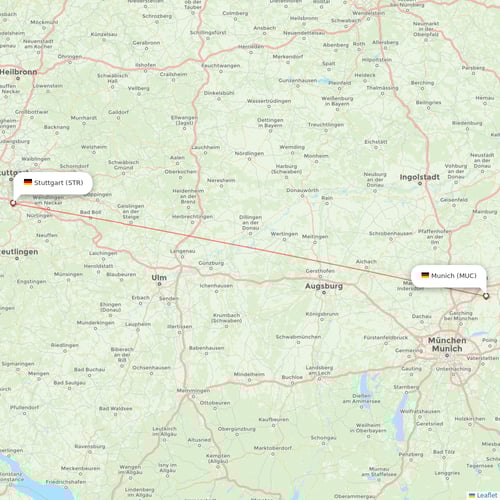 Lufthansa flights between Stuttgart and Munich