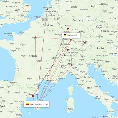Condor flights between Stuttgart and Palma de Mallorca