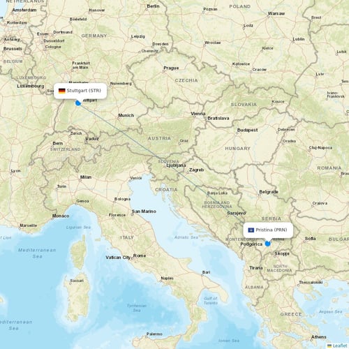 Cardiff Aviation Malta flights between Stuttgart and Pristina