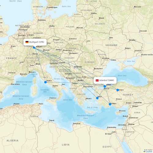 Pegasus flights between Stuttgart and Istanbul
