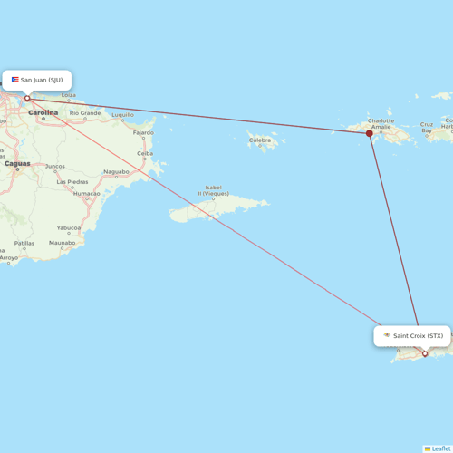 Silver Airways flights between Saint Croix and San Juan