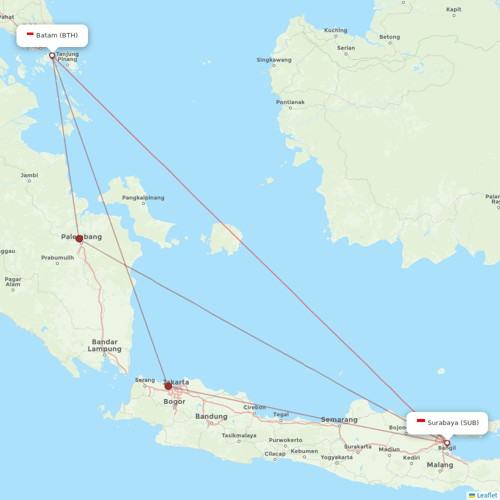 Citilink flights between Surabaya and Batam