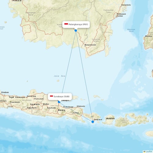 Lion Air flights between Surabaya and Palangkaraya