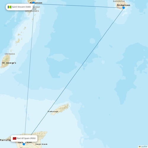 Fly Salone flights between Saint Vincent and Port Of Spain