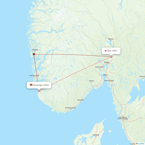 Norwegian Air flights between Stavanger and Oslo