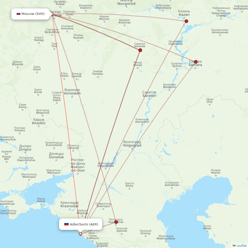 Aeroflot flights between Moscow and Adler/Sochi