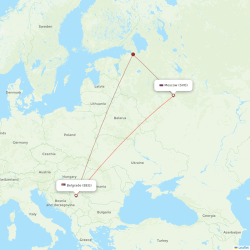 Air Serbia flights between Moscow and Belgrade