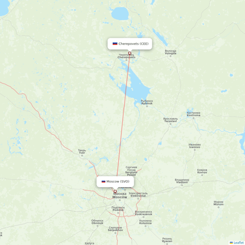 Severstal Aircompany flights between Moscow and Cherepovets