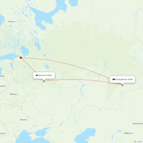 Aeroflot flights between Moscow and Chelyabinsk