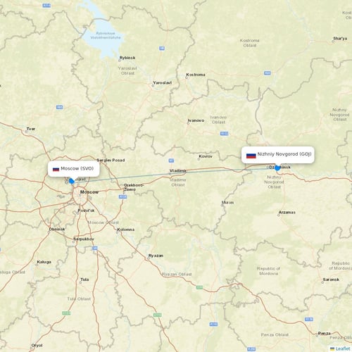 Aeroflot flights between Moscow and Nizhniy Novgorod