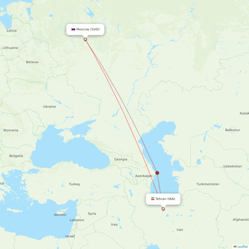 Mahan Air flights between Moscow and Tehran