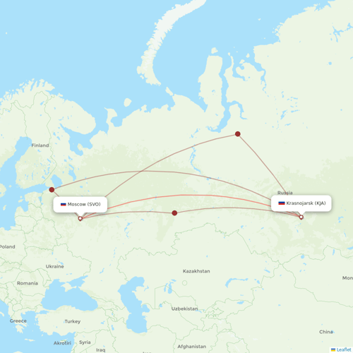 Aeroflot flights between Moscow and Krasnojarsk