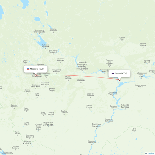 Nordwind Airlines flights between Moscow and Kazan