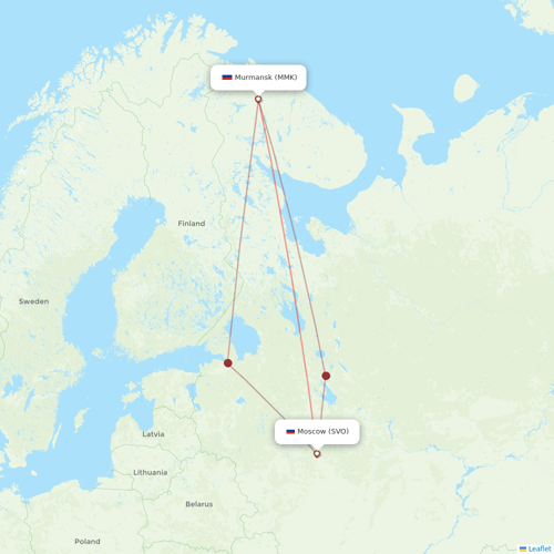 Aeroflot flights between Moscow and Murmansk
