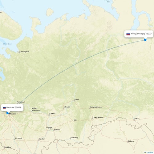 Yamal Airlines flights between Moscow and Novyj Urengoj