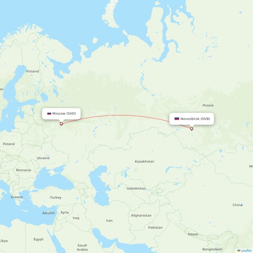 Aeroflot flights between Moscow and Novosibirsk
